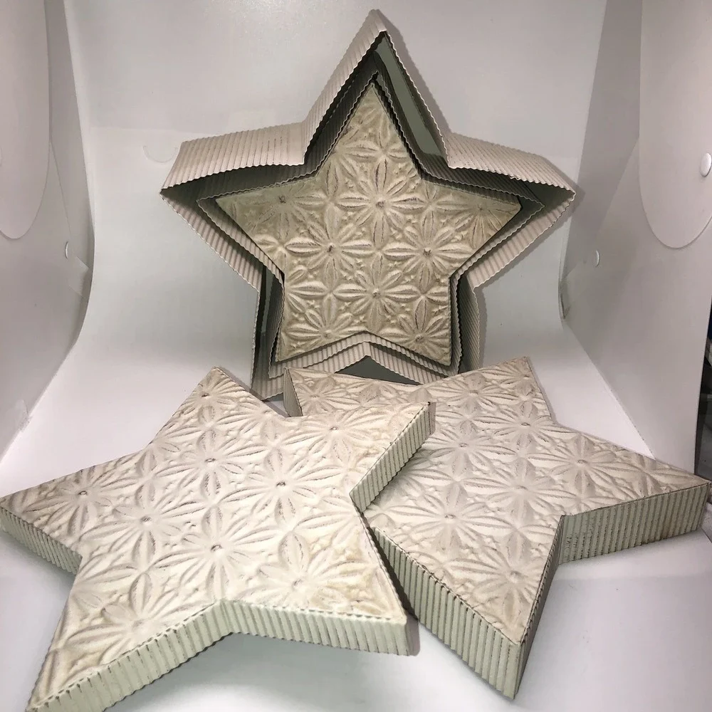 Tender Heart Treasures Set 3 Primitive Metal Embossed Stars Nesting Boxes 2003
